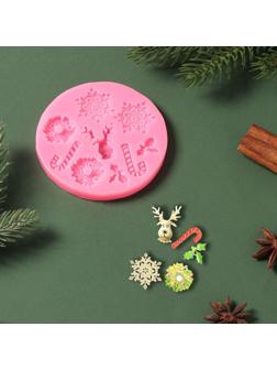 Силиконовый молд «Снежинки», d=9,5 см, цвет розовый