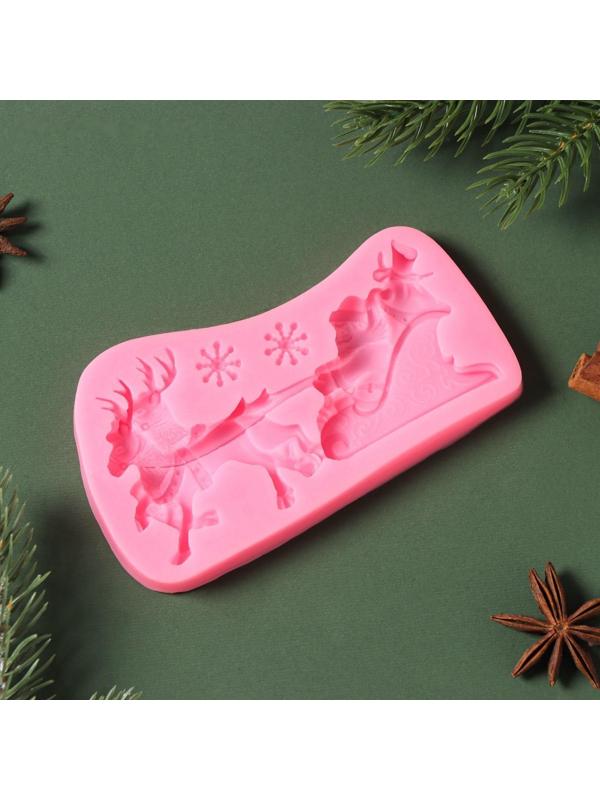 Силиконовый молд «Упряжка», 13×7,5×1,2 см, цвет розовый