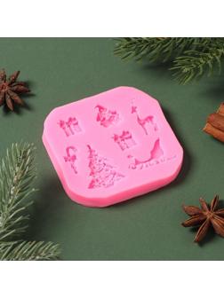 Силиконовый молд «Новогодняя суета», 8×1,1 см, цвет розовый