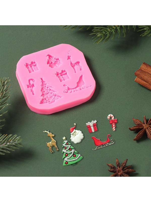 Силиконовый молд «Новогодняя суета», 8×1,1 см, цвет розовый