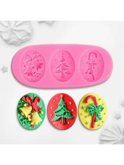 Силиконовый молд «Новогодняя ёлка», 11×4,8 см, цвет розовый