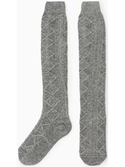 Получулки женские шерстяные Фактурная вязка цвет серый, размер 23