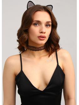 Карнавальный костюм взрослый «Гламурная кошечка», ободок, ушки, чокер