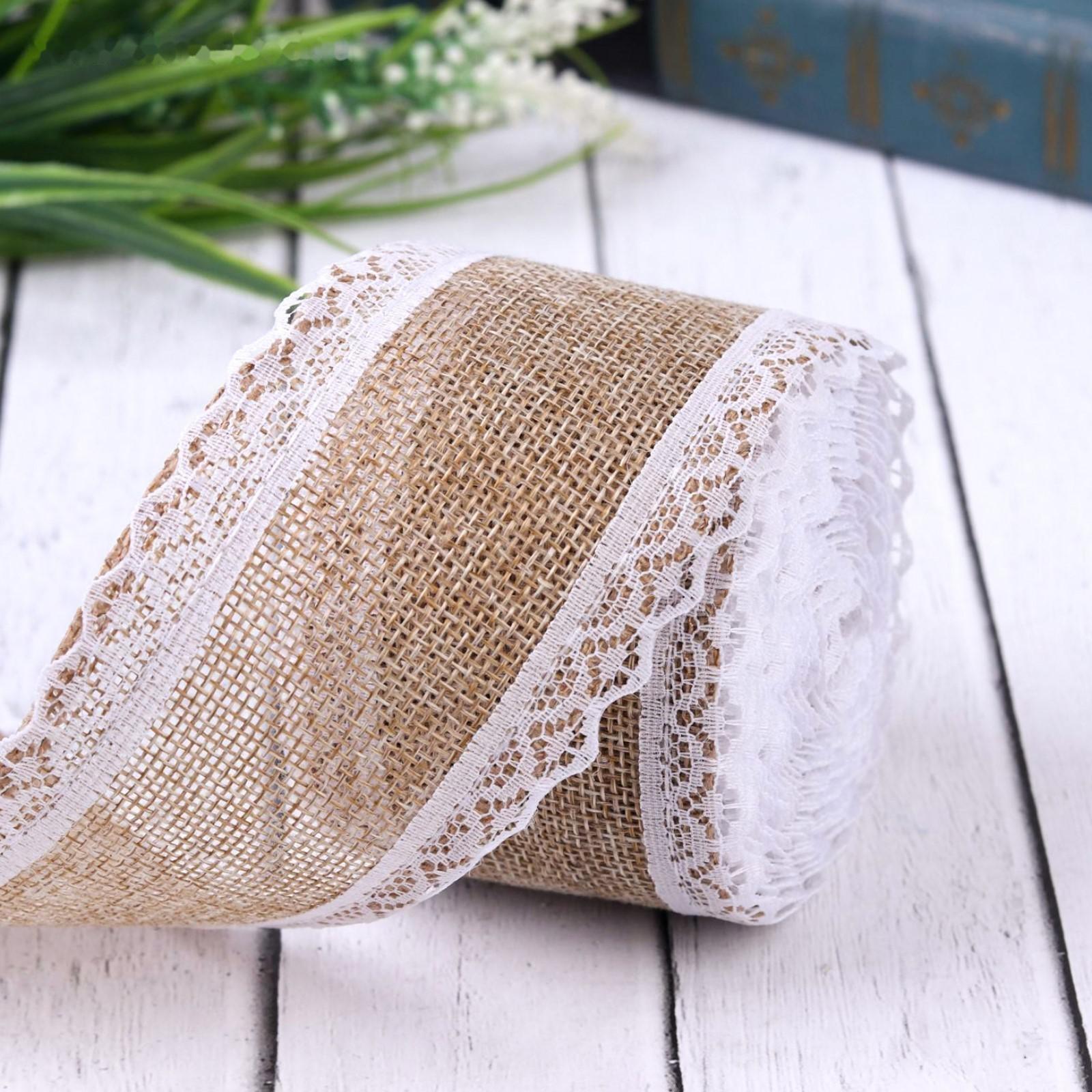 Лента из джута «Кружево», 55 мм, 4,5 ± 0,5 м, цвет бежевый