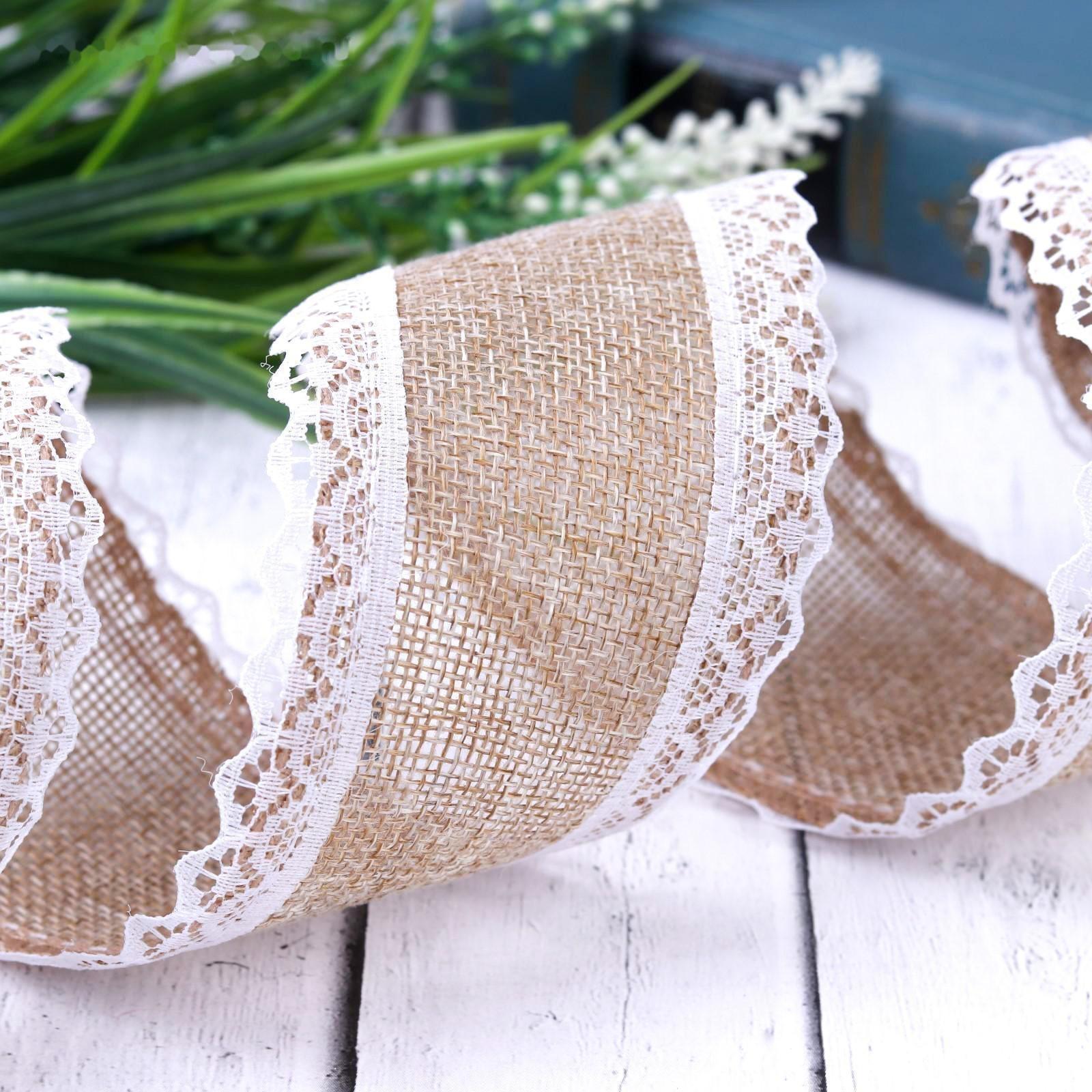 Лента из джута «Кружево», 55 мм, 4,5 ± 0,5 м, цвет бежевый