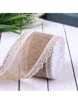 Лента из джута «Кружево», 55 мм, 4,5 ± 0,5 м, цвет бежевый