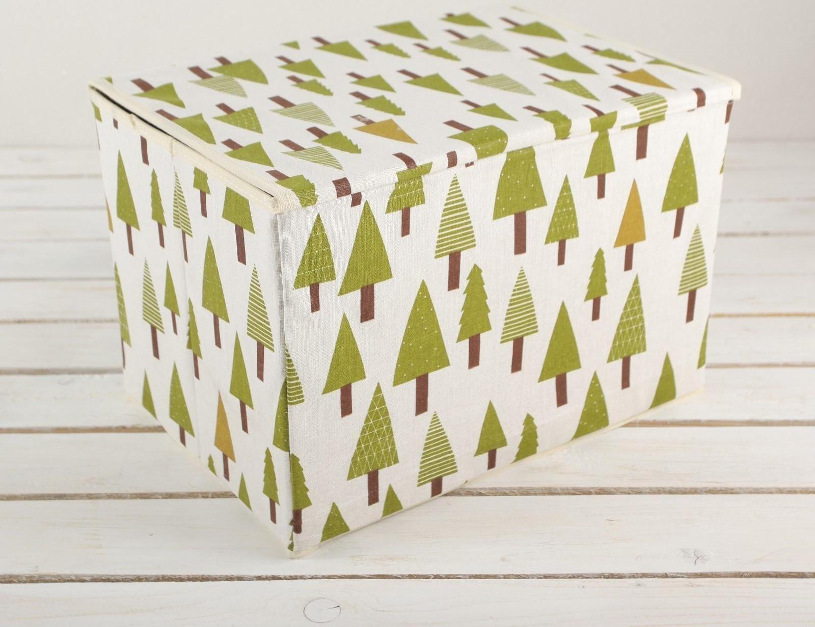 Короб стеллажный для хранения с крышкой «Ёлки», 37×26×24 см