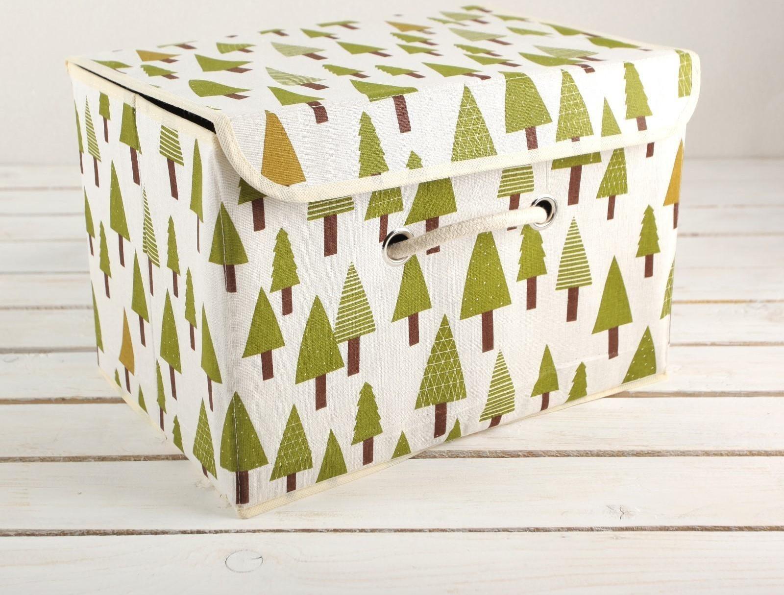 Короб стеллажный для хранения с крышкой «Ёлки», 37×26×24 см