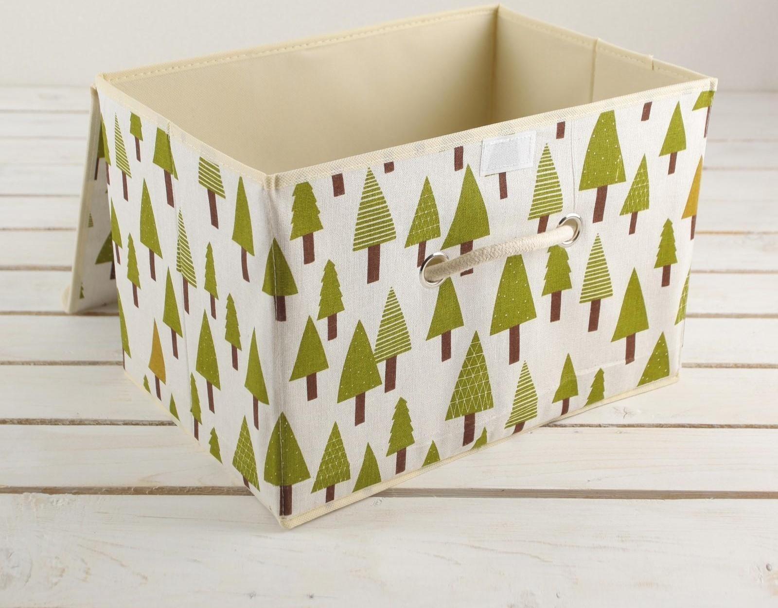 Короб стеллажный для хранения с крышкой «Ёлки», 37×26×24 см