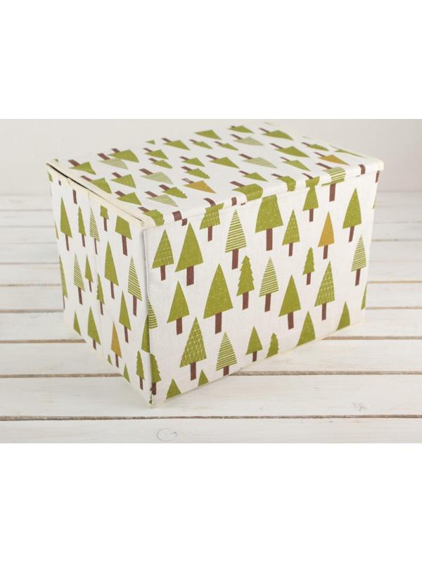 Короб стеллажный для хранения с крышкой «Ёлки», 37×26×24 см