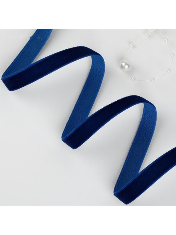 Лента бархатная, 10 мм, 18 ± 1 м, цвет синий №47