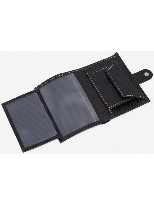 Портмоне на кнопке, отдел для документов, цвет чёрный