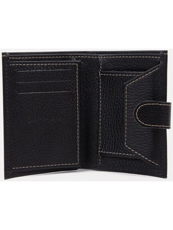 Портмоне на кнопке, отдел для документов, цвет чёрный