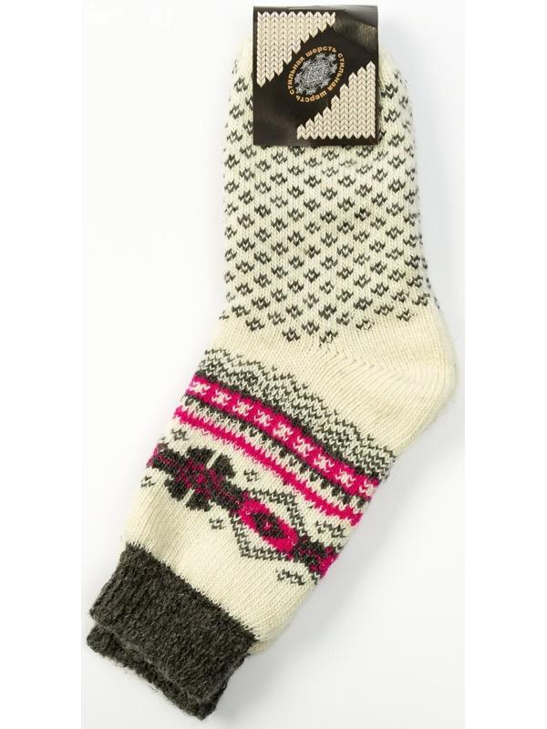 Носки женские шерстяные, цвет белый, размер 23