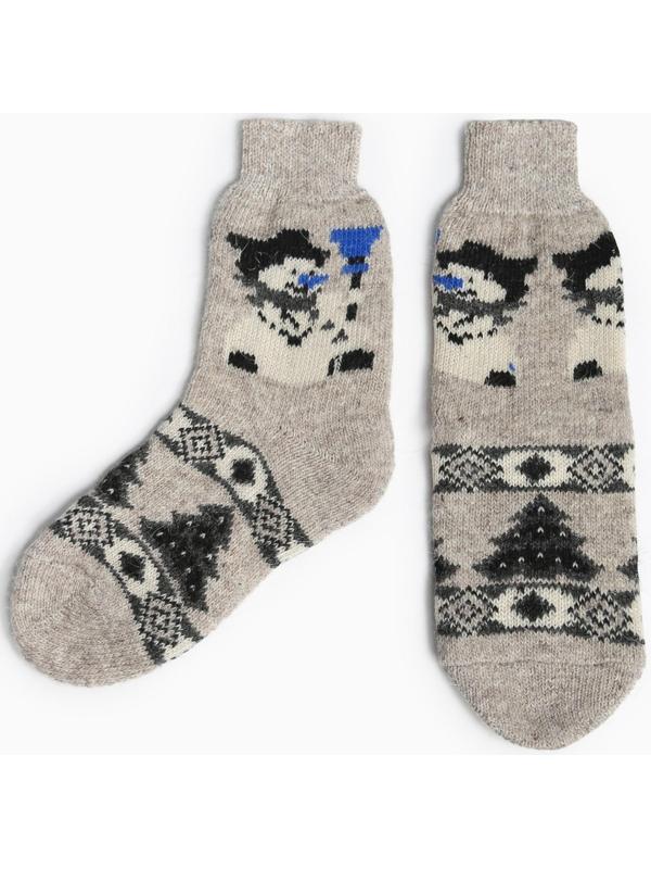 Носки мужские шерстяные «Снеговик», цвет серый, размер 29