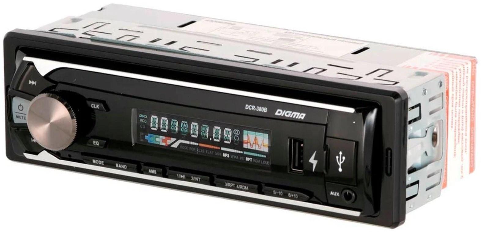 Автомагнитола Digma DCR-380B 1DIN, 4 x 45 Вт, USBx2, SD, AUX