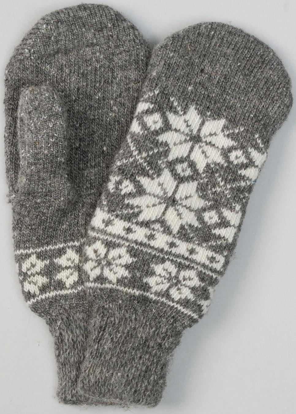 Варежки женские шерстяные, цвет серый, размер 20-22
