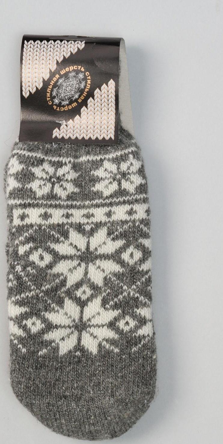 Варежки женские шерстяные, цвет серый, размер 20-22