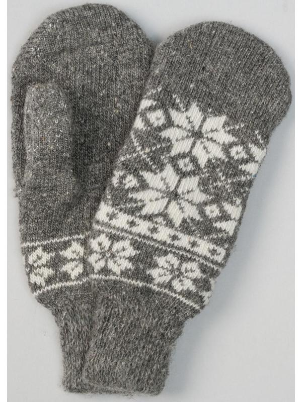 Варежки женские шерстяные, цвет серый, размер 20-22
