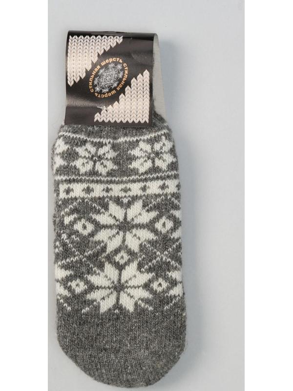 Варежки женские шерстяные, цвет серый, размер 20-22