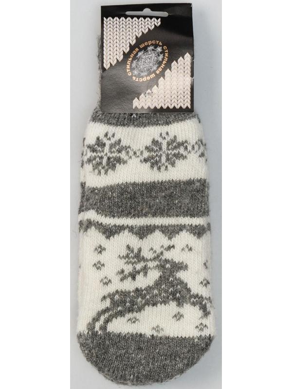 Варежки женские шерстяные, цвет серый/белый, размер 20-22