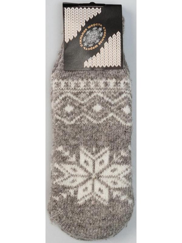 Варежки женские шерстяные «Снежинка», цвет светло-серый, размер 20-22