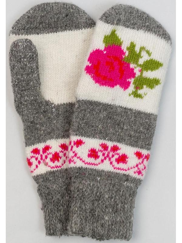 Варежки женские шерстяные, цвет серый, размер 20-22