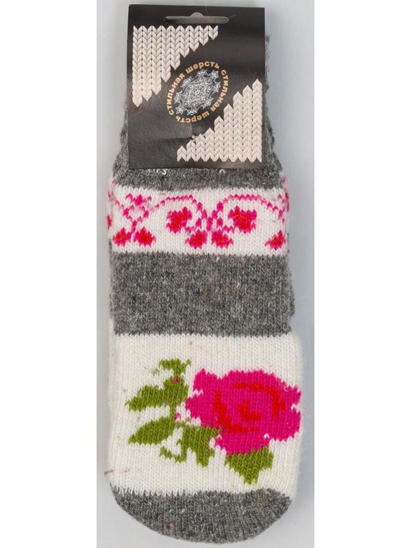 Варежки женские шерстяные, цвет серый, размер 20-22