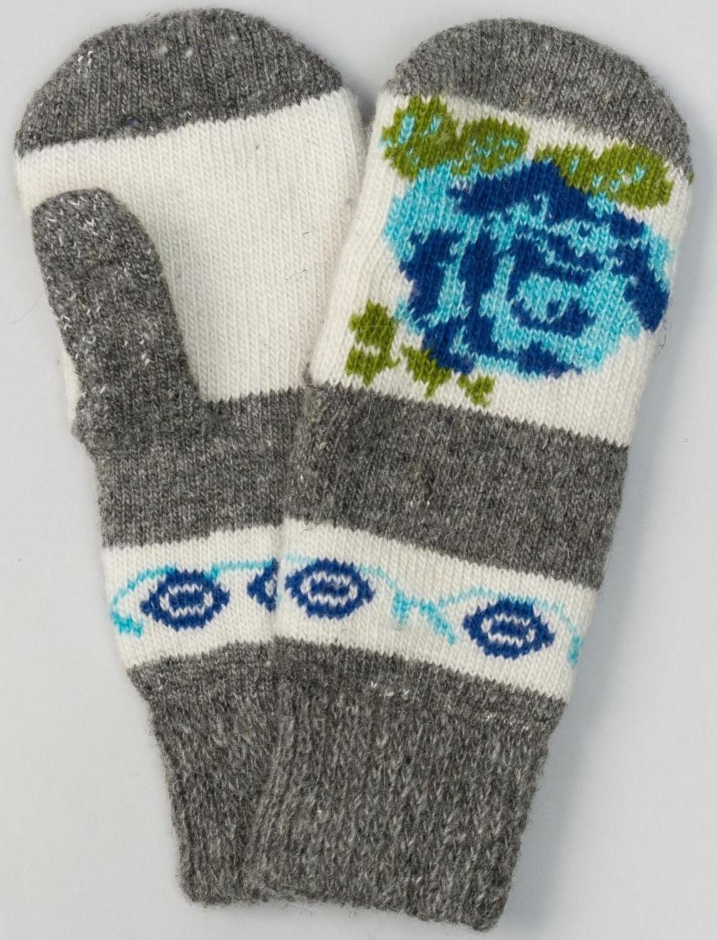 Варежки женские шерстяные, цвет серый, размер 20-22