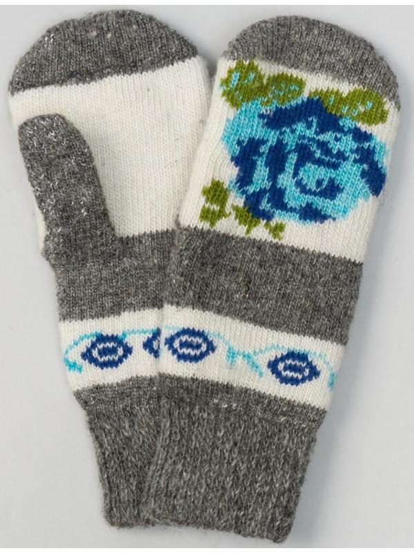 Варежки женские шерстяные, цвет серый, размер 20-22