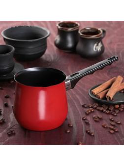 Турка «Корсика», 700 мл, 22,5×11×9 см, пластиковая ручка, антипригарное покрытие, цвет красный