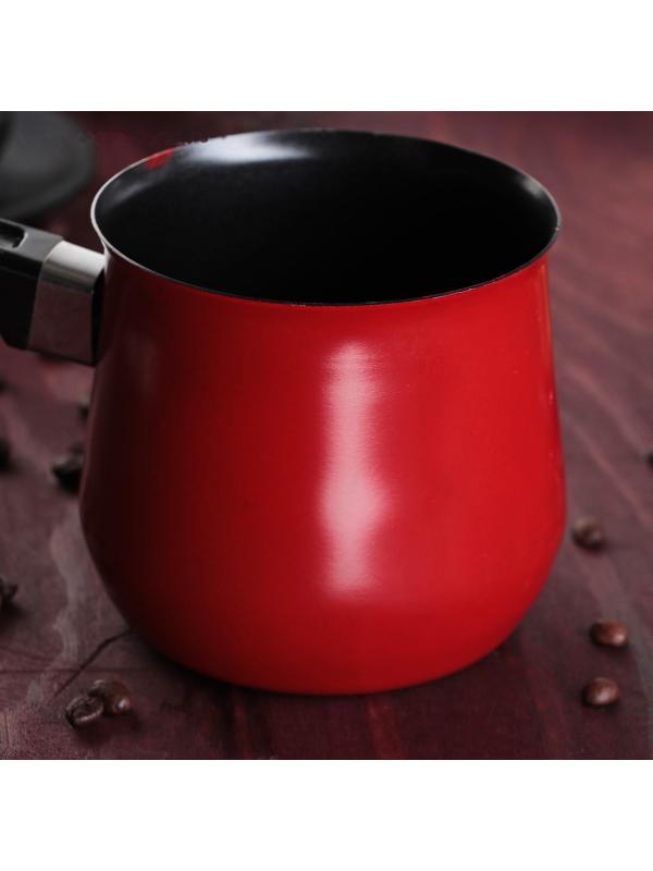 Турка «Корсика», 700 мл, 22,5×11×9 см, пластиковая ручка, антипригарное покрытие, цвет красный