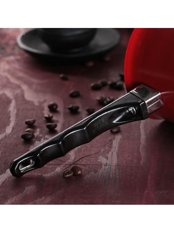 Турка «Корсика», 700 мл, 22,5×11×9 см, пластиковая ручка, антипригарное покрытие, цвет красный