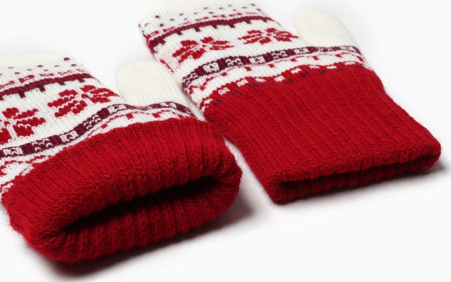 Варежки женские, цвет красный, размер 18