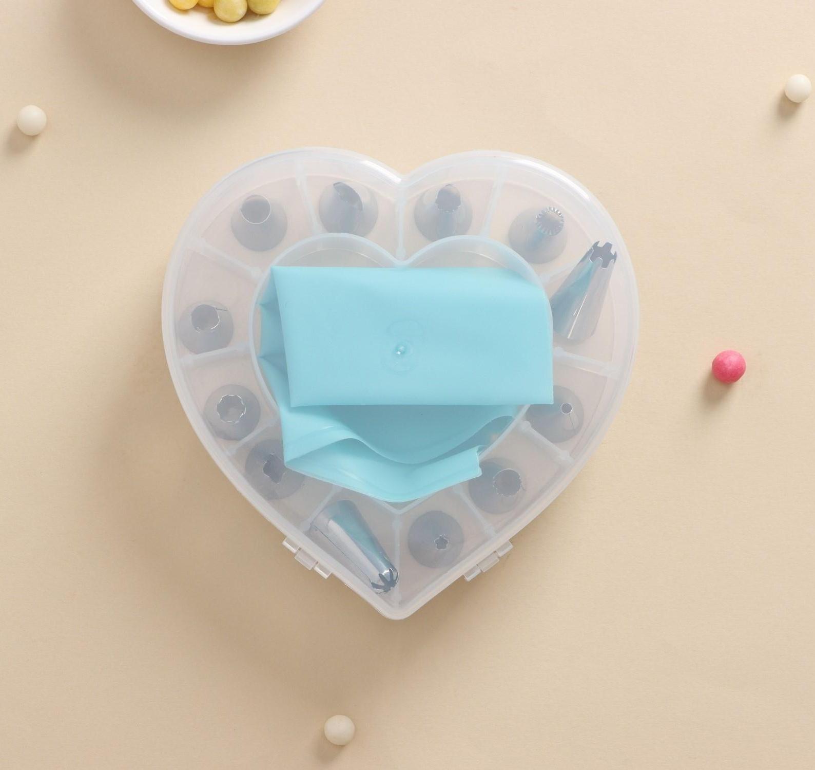 Набор кондитерский, 6 предметов: адаптер, мешок, 4 насадки 1,7×3 см