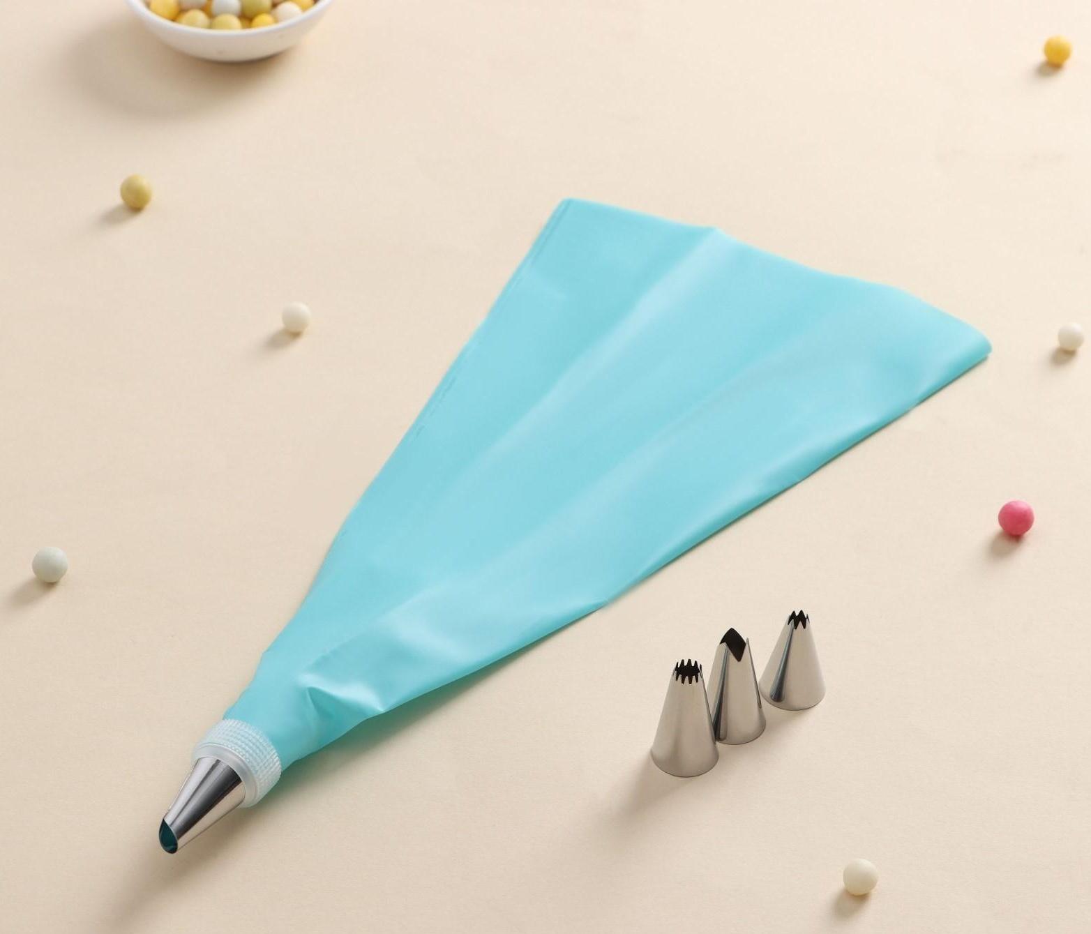 Набор кондитерский, 6 предметов: адаптер, мешок, 4 насадки 1,7×3 см