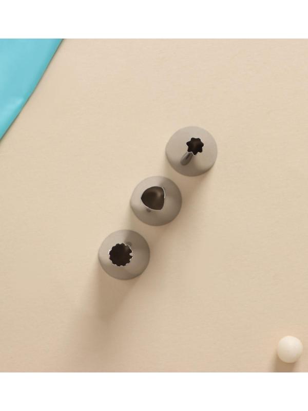 Набор кондитерский, 6 предметов: адаптер, мешок, 4 насадки 1,7×3 см