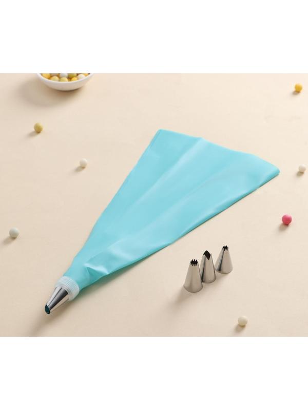 Набор кондитерский, 6 предметов: адаптер, мешок, 4 насадки 1,7×3 см