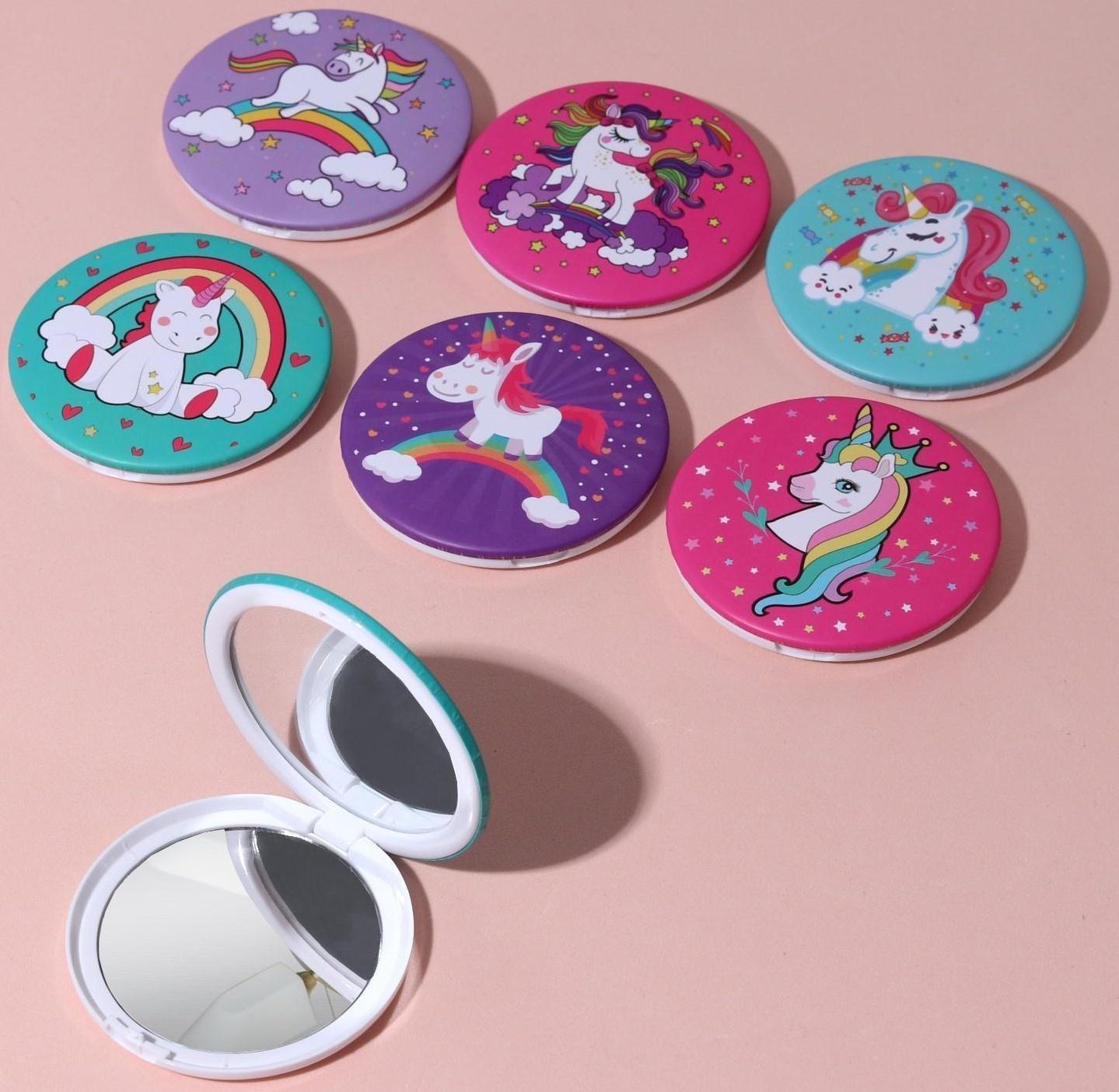 Зеркало складное «Единороги», d 7 см, рисунок МИКС