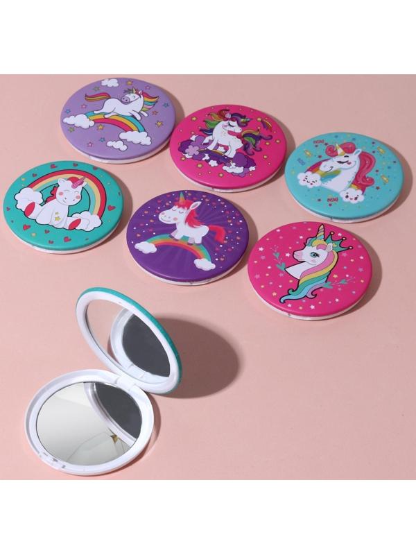 Зеркало складное «Единороги», d 7 см, рисунок МИКС