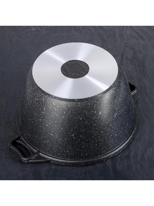 Набор кухонной посуды «Мраморная №6», крышка, съёмная ручка, антипригарное покрытие, цвет тёмный мрамор