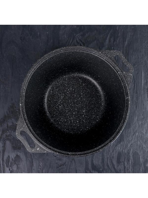 Набор кухонной посуды «Мраморная №6», крышка, съёмная ручка, антипригарное покрытие, цвет тёмный мрамор