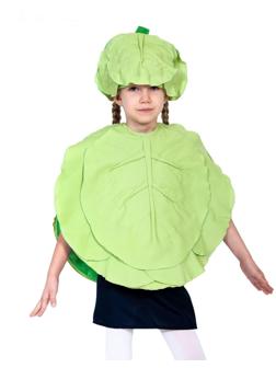 Карнавальный костюм «Капуста», текстиль, накидка, шапочка, рост 98-128 см, 4-7 лет