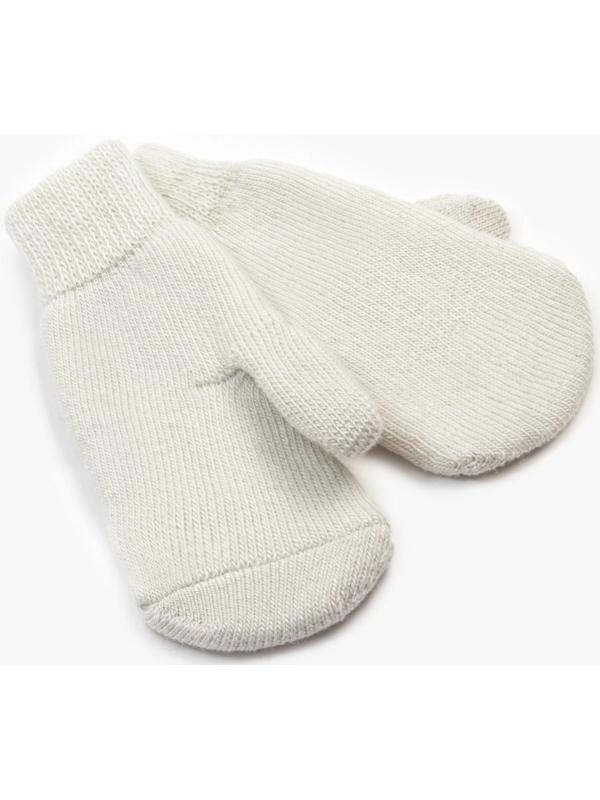 Варежки женские шерстяные, цвет белый, размер 20-22