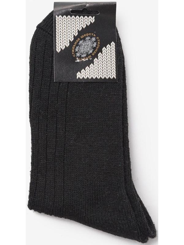 Носки мужские шерстяные цвет чёрный рубчик, размер 29