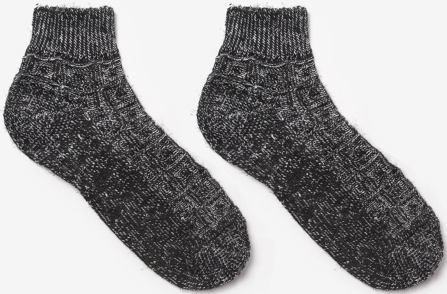 Носки мужские шерстяные укороченные цвет чёрный рисунок, размер 27