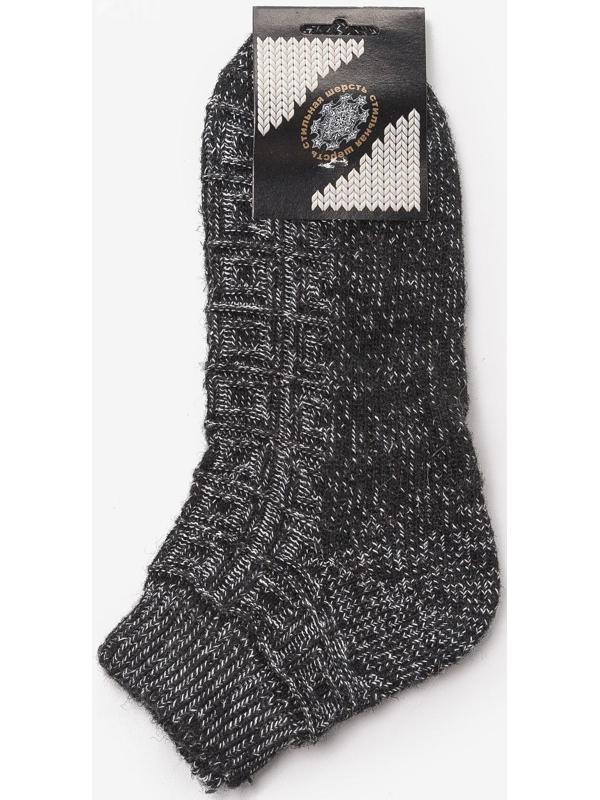 Носки мужские шерстяные укороченные цвет чёрный рисунок, размер 27