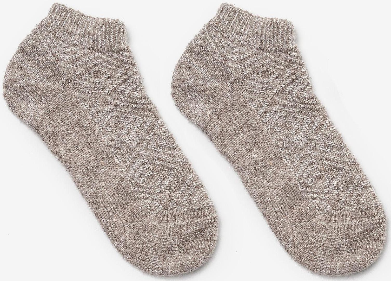 Носки мужские шерстяные укороченные цвет бежевый рисунок, размер 29