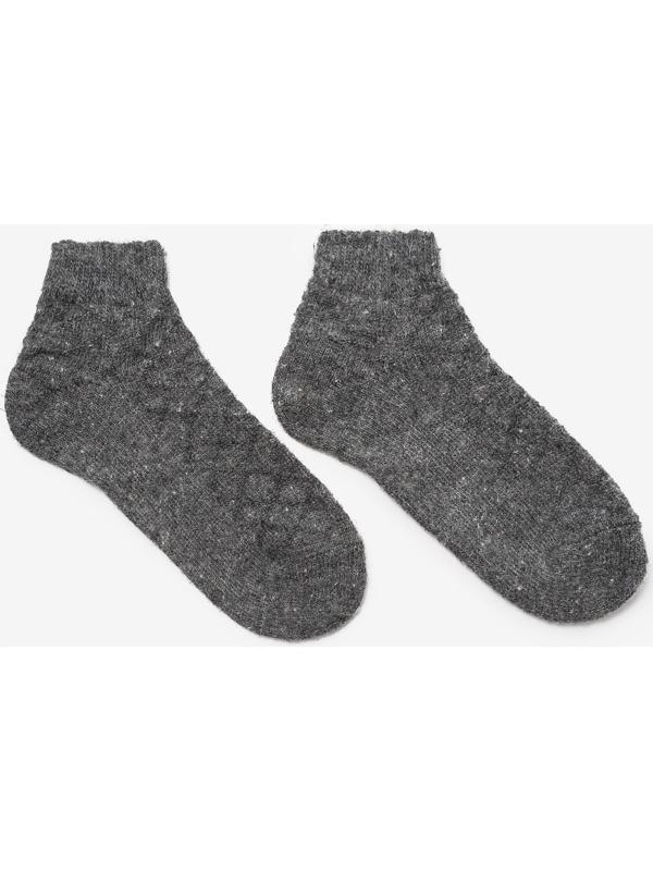 Носки шерстяные укороченные, цвет тёмно-серый рисунок, размер 25