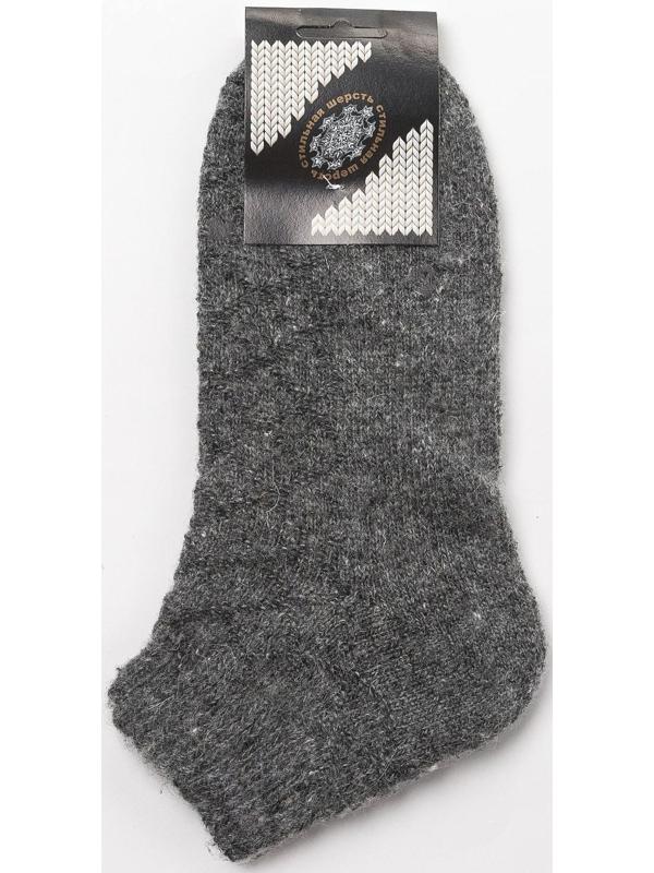 Носки шерстяные укороченные, цвет тёмно-серый рисунок, размер 25